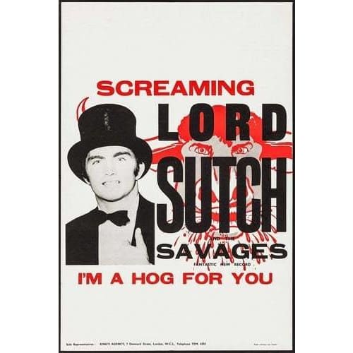 Vintage Screaming Lord Sutch Promotional Music Poster A3 