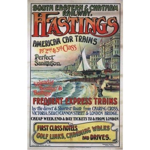 Vintage SE Chatham Railway Hastings Railway Poster A3/A2/A1 