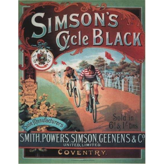 Vintage Simsons British Racing Bike Advertisement Poster 