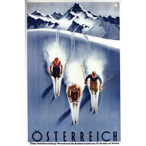 Vintage Skiing In Austria Tourism Poster A3/A2/A1 Print - 
