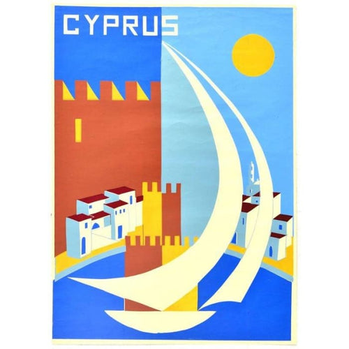 Vintage Skiing In Cyprus Tourism Poster Print A3/A4 - 