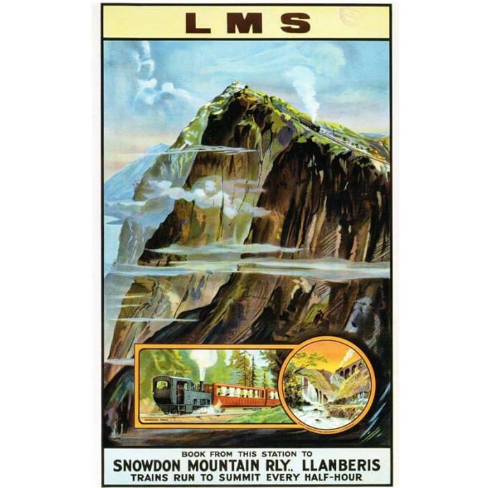 Vintage Snowdon Mountain Railway Llanberis Railway Poster 