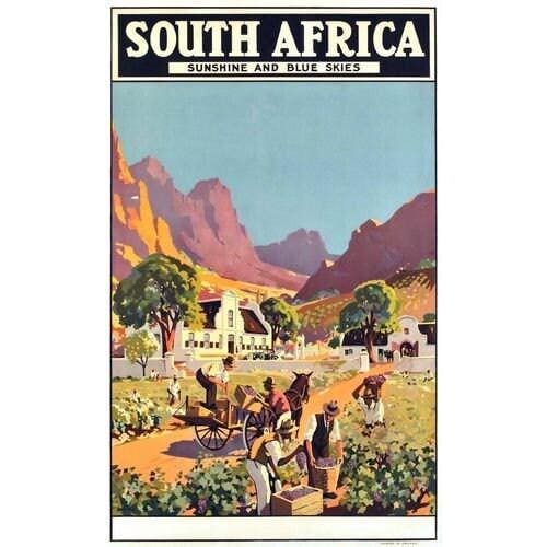 Vintage South Africa Sunshine and Blue Skies Tourism Poster 