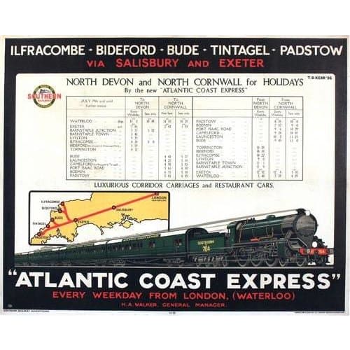 Vintage Southern Rail Atlantic Coast Express Railway Poster 