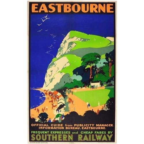 Vintage Southern Rail Eastbourne Railway Poster A3 Print - 