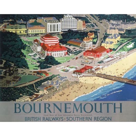 Vintage Southern Railway Bournemouth Poster A3/A2/A1 Print -