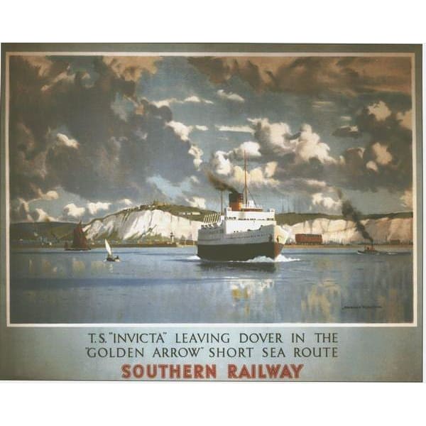 Vintage Southern Railways Dover Calais Ferry Railway Poster 