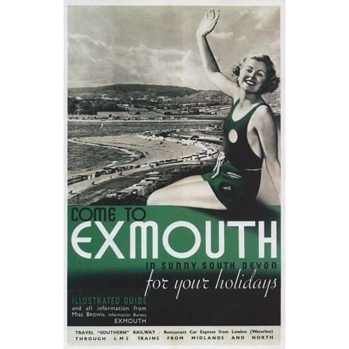 Vintage Southern Railways Exmouth South Devon Railway Poster