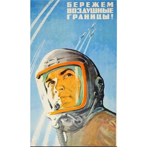 Vintage Soviet Cosmonout Space Program Poster A3 Print - A3 