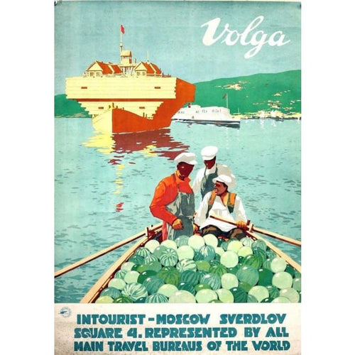 Vintage Soviet Union River Volga Tourism Poster Print A3/A4 