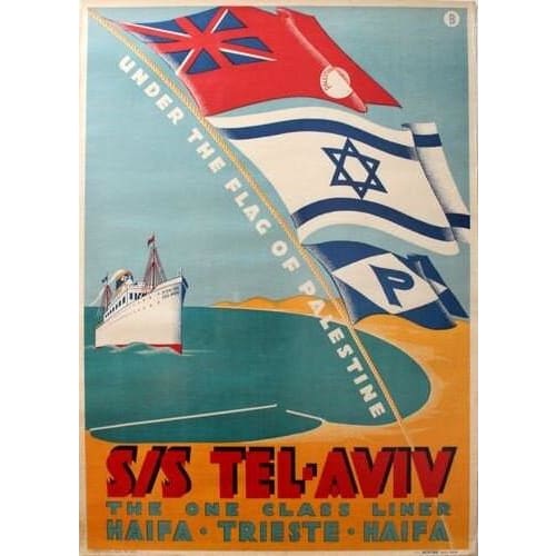 Vintage SS Tel Aviv Haifa Trieste Steamship Poster A3 Print 