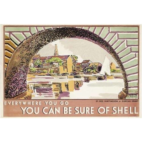 Vintage St Ives Huntingdon Shell Oil Travel Poster A3/A2/A1 