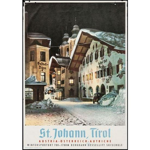 Vintage St Johann Tirol Austria Tourism Poster A3 Print - A3