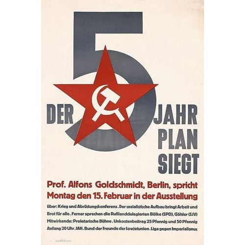Vintage Stalin Communist East German 5 Year Plan Poster A3 