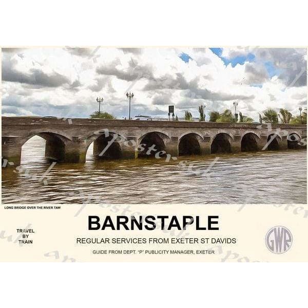 Vintage Style Railway Poster Barnstaple Devon A3/A2 Print - 