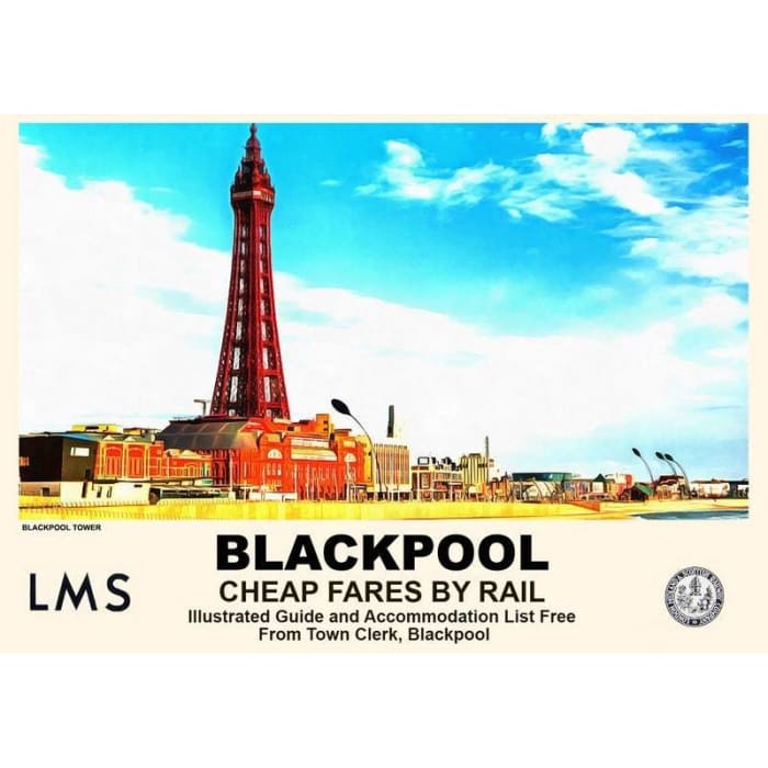 Vintage Style Railway Poster Blackpool Tower A4/A3/A2 Print 