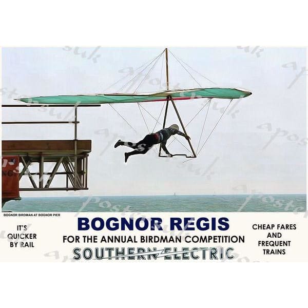 Vintage Style Railway Poster Bognor Regis Birdman A3/A2 – Vintage ...