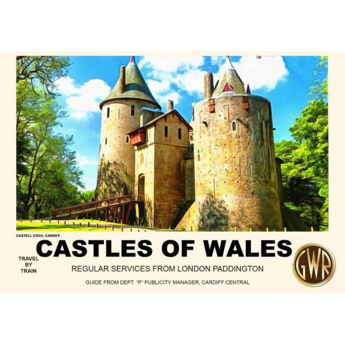 Vintage Style Railway Poster Castle Coch South Wales 