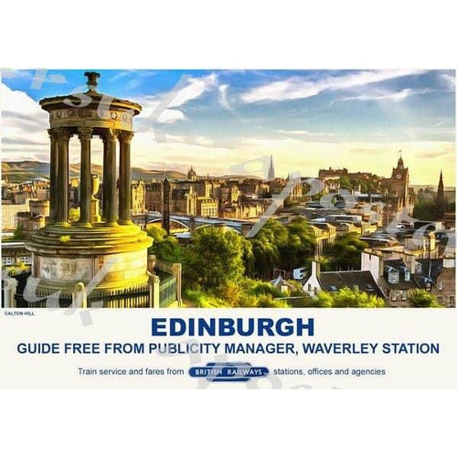 Vintage Style Railway Poster Edinburgh Calton Hill A3/A2 