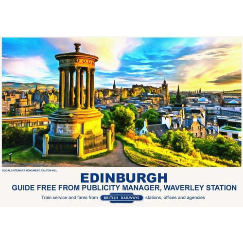 Vintage Style Railway Poster Edinburgh Calton Hill A4/A3/A2 