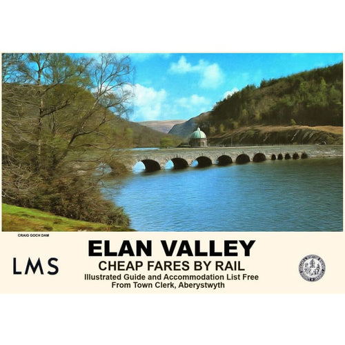 Vintage Style Railway Poster Elan Valley South Wales A3/A2 