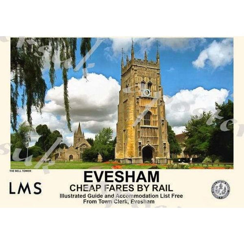 Vintage Style Railway Poster Evesham A3/A2 Print - Posters 