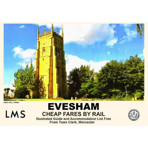 Vintage Style Railway Poster Evesham Worcestershire A4/A3/A2