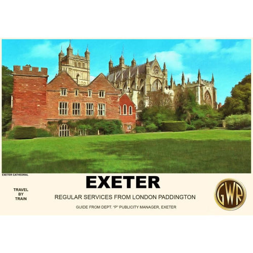 Vintage Style Railway Poster Exeter Cathedral A3/A2 Print - 