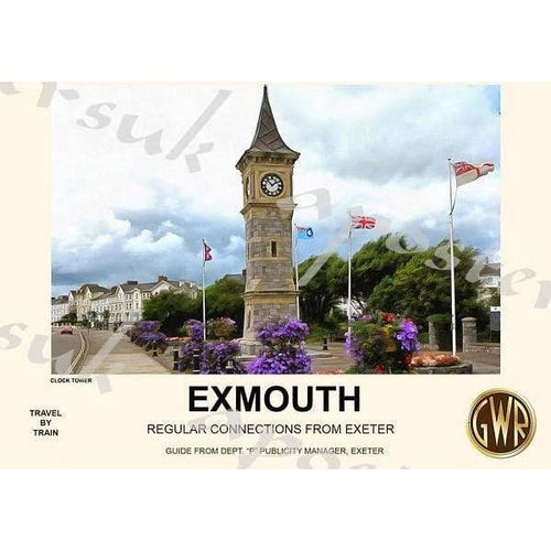Vintage Style Railway Poster Exmouth Devon A3/A2 Print - 
