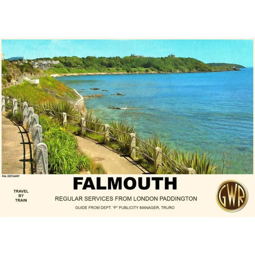 Vintage Style Railway Poster Falmouth Cornwall A3/A2 Print -