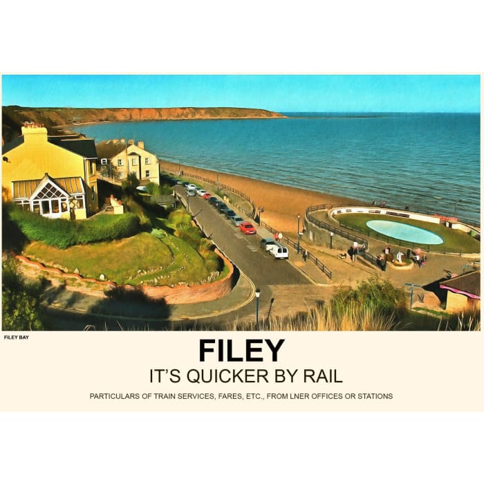 Vintage Style Railway Poster Filey Yorkshire A3/A2 Print - 
