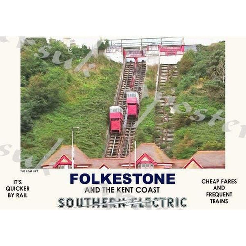 Vintage Style Railway Poster Folkestone A3/A2 Print - 