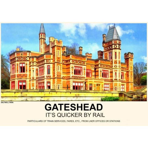 Vintage Style Railway Poster Gateshead Tyne and Weir 