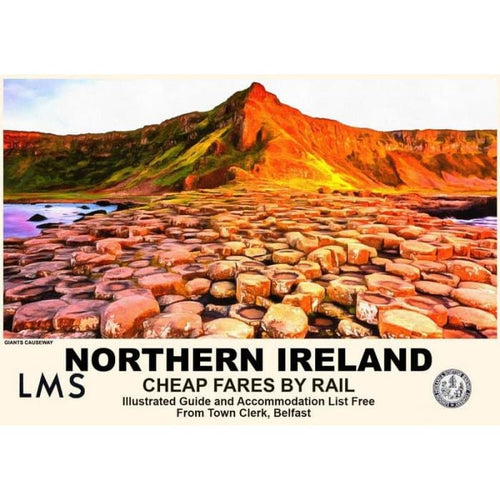 Vintage Style Railway Poster Giants Causeway Northern 