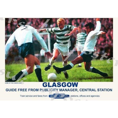 Vintage Style Railway Poster Glasgow Lisbon Lions A3/A2 