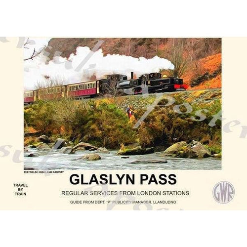 Vintage Style Railway Poster Glaslyn Pass North Wales A3/A2 