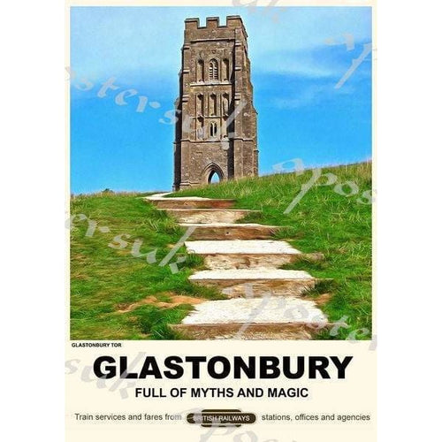Vintage Style Railway Poster Glastonbury Tor A3/A2 Print - 