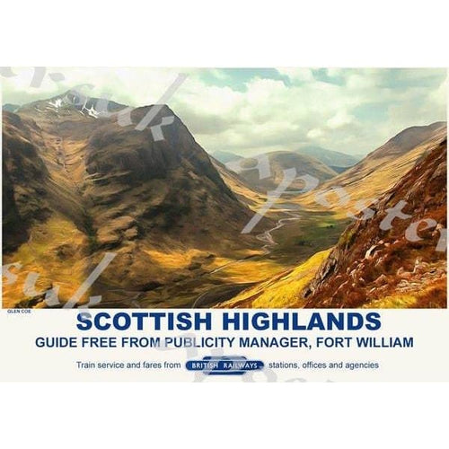 Vintage Style Railway Poster Glencoe Scottish Highlands 