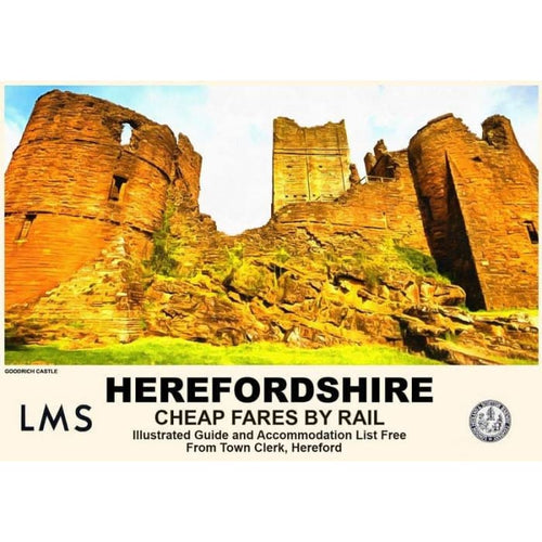 Vintage Style Railway Poster Goodrich Castle Herefordshire 
