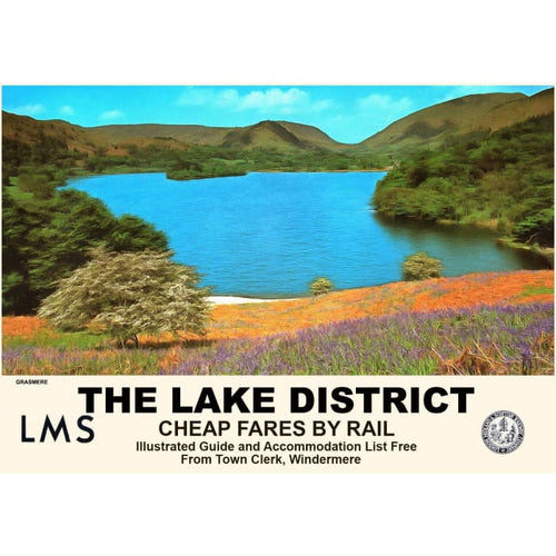Vintage Style Railway Poster Grasmere Lake District A3/A2 