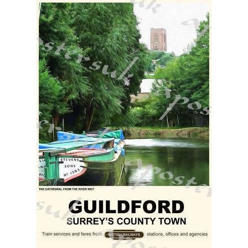 Vintage Style Railway Poster Guildford A3/A2 Print - Posters
