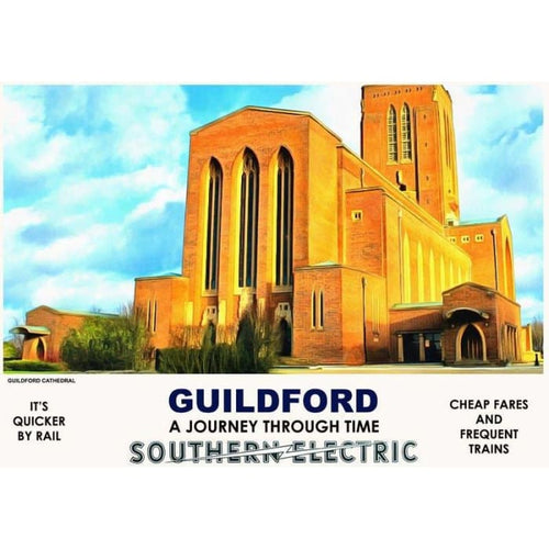 Vintage Style Railway Poster Guildford Cathedral A4/A3/A2 