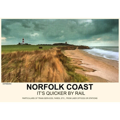 Vintage Style Railway Poster Happisburgh Norfolk Coast A3/A2