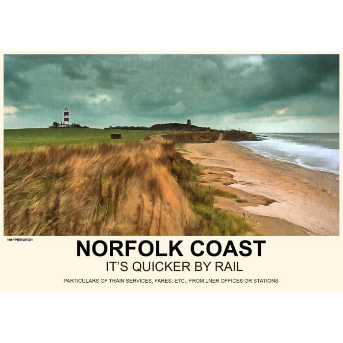 Vintage Style Railway Poster Happisburgh Norfolk Coast A3/A2