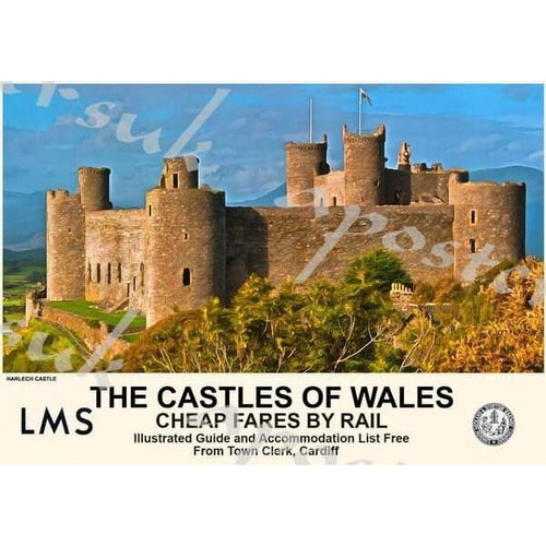 Vintage Style Railway Poster Harlech Castle A3/A2 Print - 