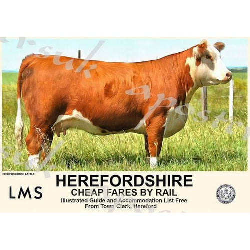 Vintage Style Railway Poster Herefordshire A3/A2 Print - 