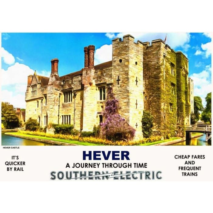 Vintage Style Railway Poster Hever Castle Kent A4/A3/A2 