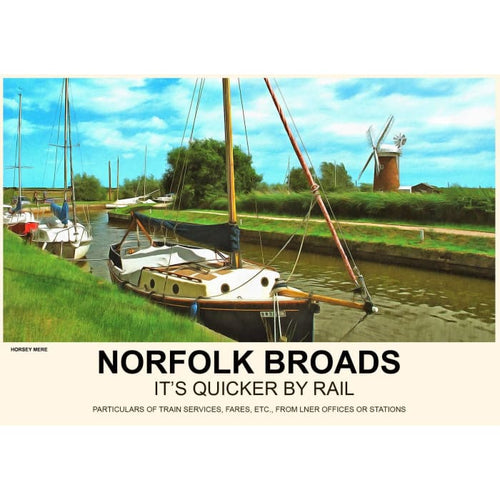 Vintage Style Railway Poster Horsey Mere Norfolk Broads 