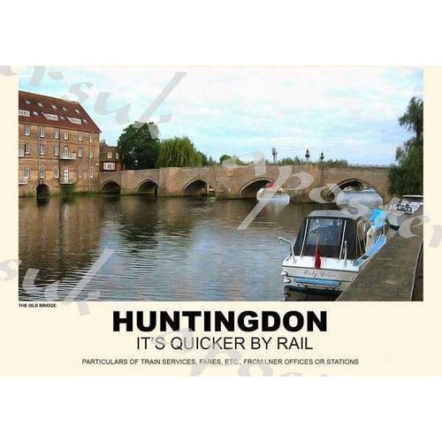 Vintage Style Railway Poster Huntingdon A3/A2 Print - 