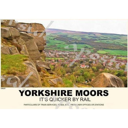 Vintage Style Railway Poster Ilkley Yorkshire Moors A3/A2 